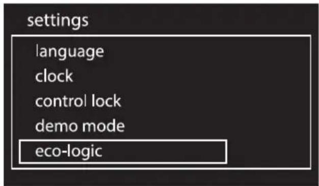 settings language clock control lock demo mode eco-logic