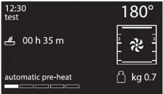 12:30 test 00 h 35 m automatic pre-heat 180° kg 0.7