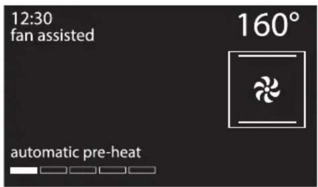 12:30 fan assisted 160° automatic pre-heat
