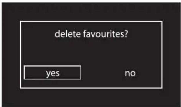 delete favourites? yes no