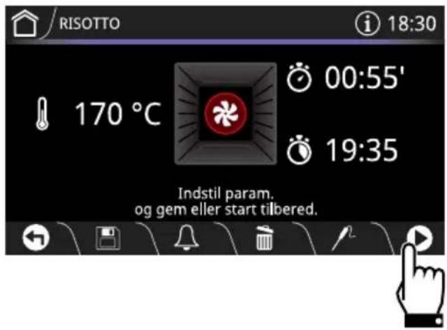 RISOTTO 18:30 170 °C 00:55' 19:35 Indstil param. og gem eller start tilbered.