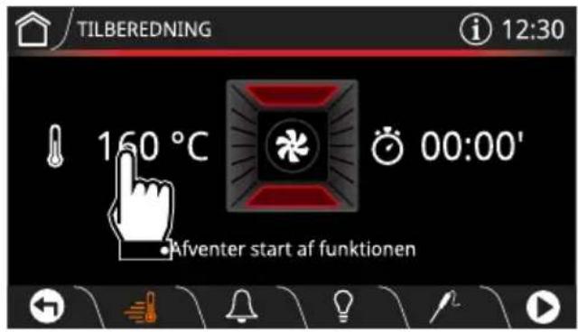 TILBEREDNING 12:30 160 °C 00:00' Afventer start af funktionen
