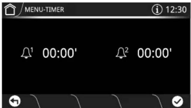 MENU-TIMER i 12:30 1 00:00' 2 00:00'