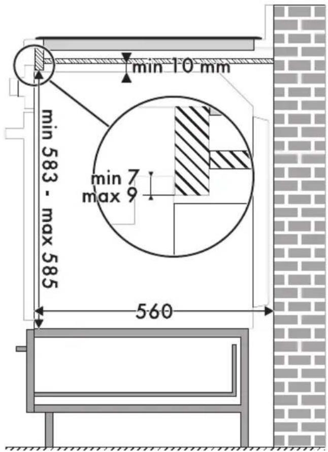 min 10 mm min 583 - max 585 min 7 max 9 560
