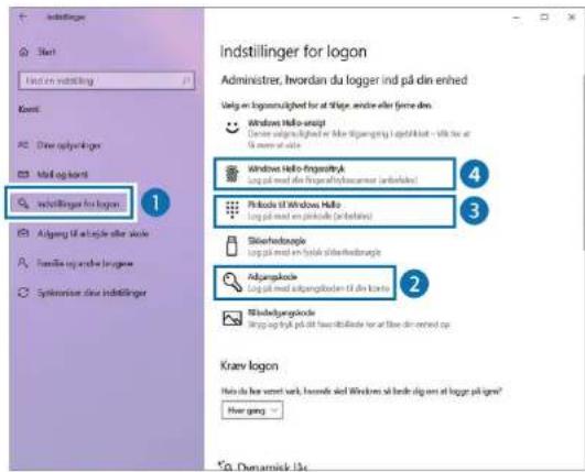 indstillinger for logon Administer, hvordan du logger ind på din enhed Log en logosnighed for at stige, andre eller fremde den Windows Hello-forgstråk Log på med det frigerfjordansser (arbelak) Pikola U Windows Hula Log på med det frigerfjordansser (arbelak) Siberhedsorge Log på med det frigerfjorda…