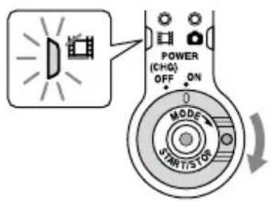 SONY DCR-SR46E - Hvis du har valgt [MEMORY STICK] som filmmedie, skal du dreje kontakten POWER, indtil indikatoren (film) tændes. - 1