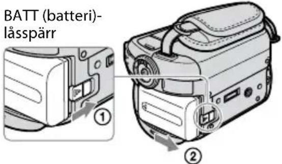 SONY DCR-SR46E - Hur du tar bort batteriet - 1