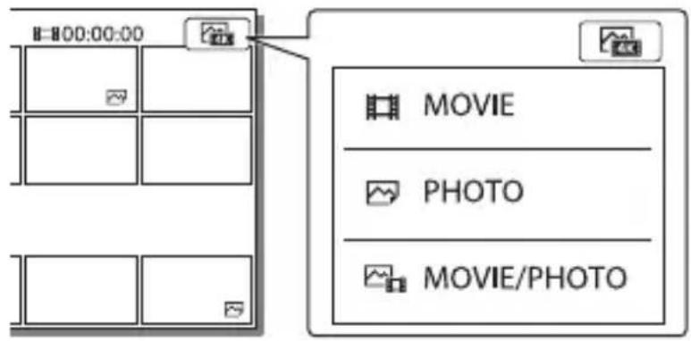 SONY FDR-AXP35 - | Videoiden ja valokuvien välillä vaihtaminen (Visual index) - 1