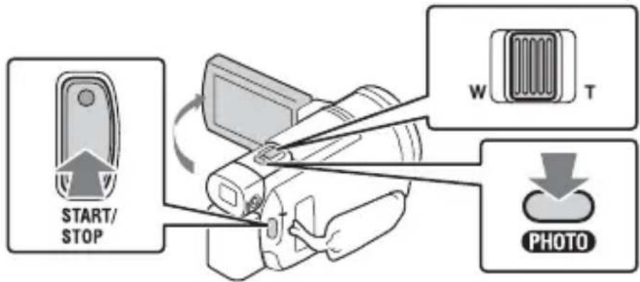 SONY FDR-AXP35 - Nyissa ki az LCD-monitort, majd nyomja meg a START/STOP gombot a felvétel indításához. - 1