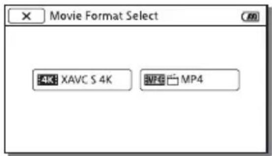 Movie Format Select 4K: XAVC S 4K MP4
