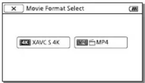 Movie Format Select 4K XAVC S 4K MP4
