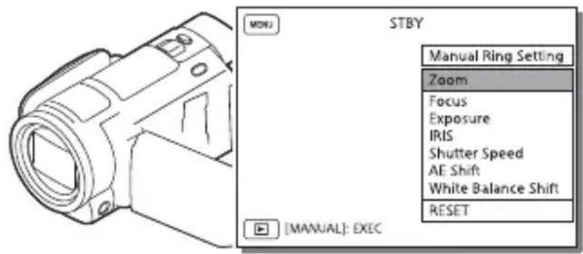 SONY FDR-AXP35 - Tryk på knappen MANUAL, og hold den nede (side 44) i nogle få sekunder. - 1