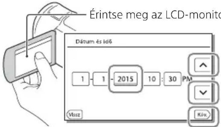 Érintse meg az LCD-monito Dátum és Idő 1 1 2015 10 : 30 PM Vissz Köv.