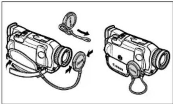 CANON MVX150i - Montering af objektivdækslet - 1
