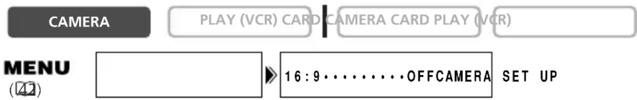 CAMERA PLAY (VCR) CARD CAMERA CARD PLAY (VCR) MENU (42) 16:9......OFFCAMERA SET UP