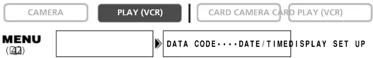 CAMERA PLAY (VCR) CARD CAMERA CARD PLAY (VCR) MENU (42) DATA CODE...DATE/TIMEDISPLAY SET UP