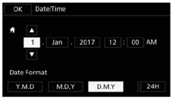 OK Date/Time ↑ ▲ 1 . Jan . 2017 12 : 00 AM ▼ Date Format Y.M.D M.D,Y D.M.Y 24H