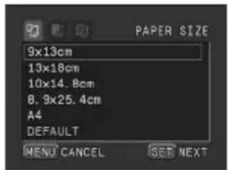 9x13cm 13x18cm 10x14.8cm 8.9x25.4cm A4 DEFAULT MENU CANCEL SET NEXT