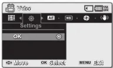 Video Settings OK Move OK Select MENU Exit