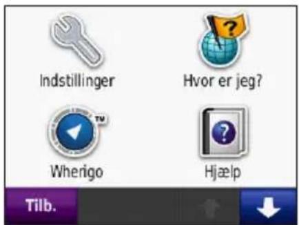 Indstillinger Hvor er jeg? Wherigo Hjælp Tilb.