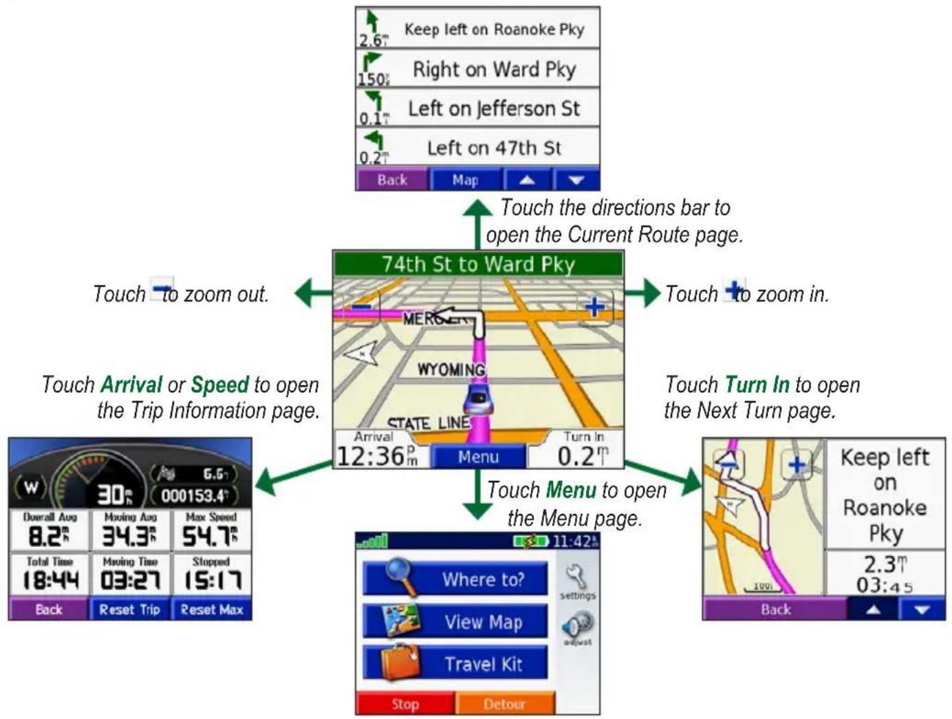 GARMIN nüvi 300 - Viewing the Map Page - 1