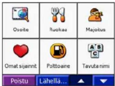 Osoite Ruokas Majotus Omat sijainnt Polttoaine Tavuta nimi Poistu Lähella...