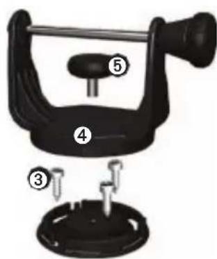 Diagram of a mechanical device with numbered parts, likely a clamp or holder assembly
