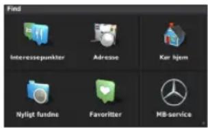 Find Interessepunkter Adresse Kar hjem Nyligt fundne Favoritter MB-service