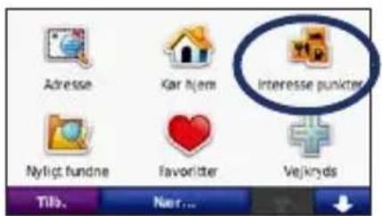 Adresse Kar hjem Interesse punkter Nyligt fundne Favorider Vejkryds Tilb. Ner...