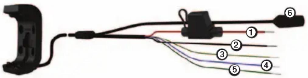 Diagram of a cable connector with numbered wires and cable termination points