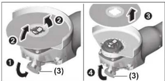 Technical diagram showing mechanical assembly with numbered components and directional arrows indicating motion or flow