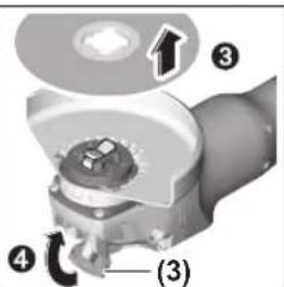Technical diagram of a mechanical component with numbered parts and directional arrows indicating motion or assembly.