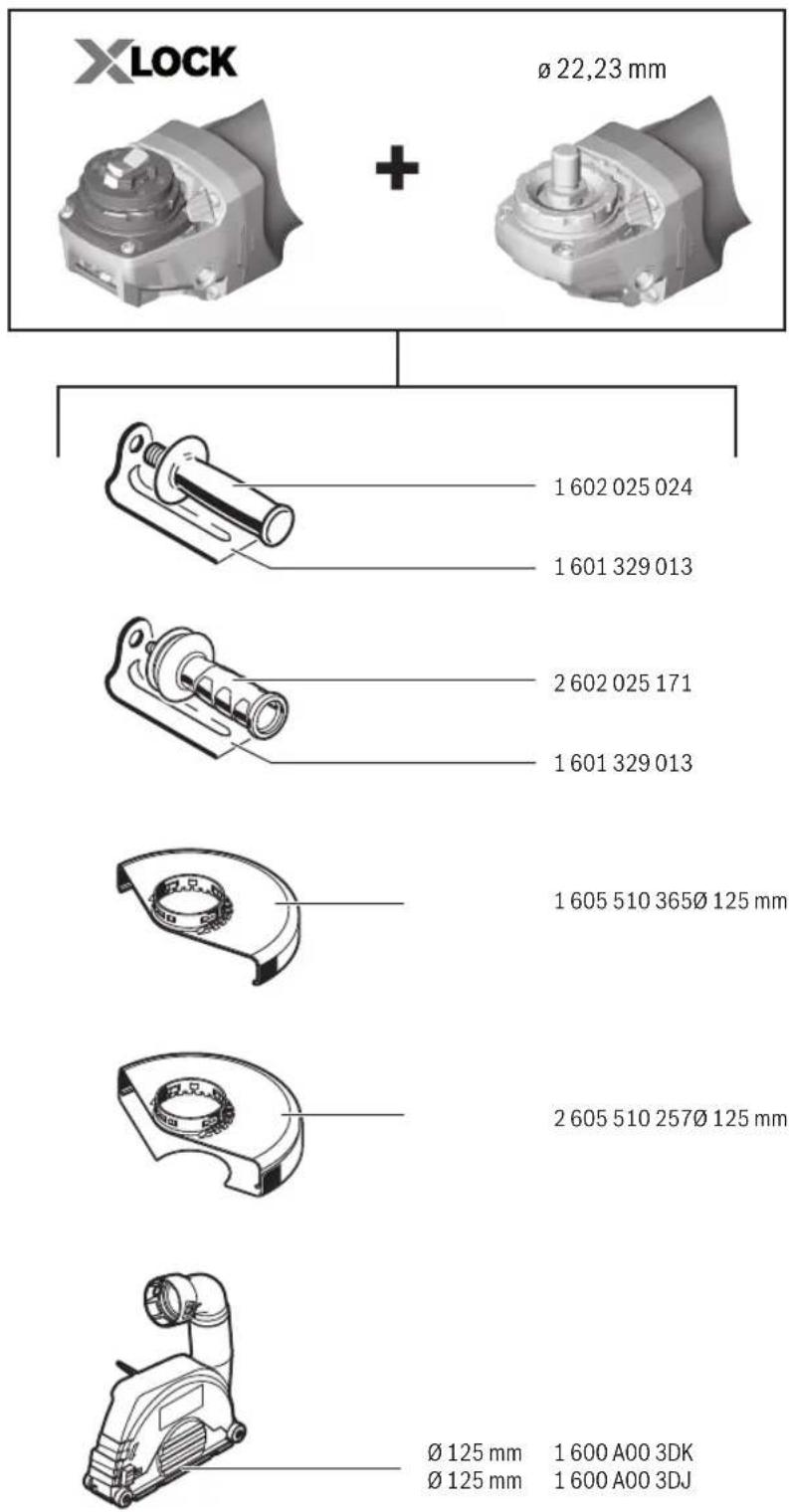 XLOCK + Ø 22,23 mm 1 602 025 024 1 601 329 013 2 602 025 171 1 601 329 013 1 605 510 365Ø 125 mm 2 605 510 257Ø 125 mm Ø 125 mm 1 600 A00 3DK Ø 125 mm 1 600 A00 3DJ