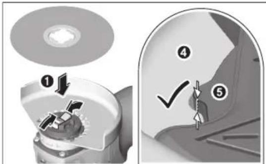 Technical diagram showing mechanical assembly steps with numbered labels and checkmark indicators