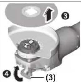 Technical diagram of a mechanical assembly with numbered components and directional arrows indicating motion or flow.