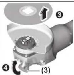 Technical diagram of a mechanical assembly with numbered components and directional arrows indicating motion or flow.