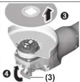 Technical diagram of a mechanical device with numbered components and labeled parts