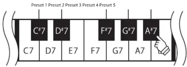 Preset 1 Preset 2 Preset 3 Preset 4 Preset 5 C#7 D#7 F#7 G#7 A#7 C7 D7 E7 F7 G7 A7