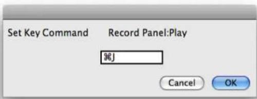 Set Key Command Record Panel:Play %J Cancel OK