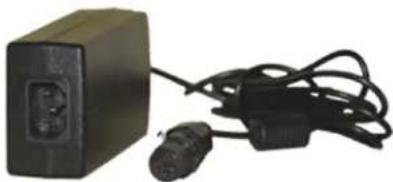 Black rectangular electronic device with two cables and connectors, no visible text or symbols