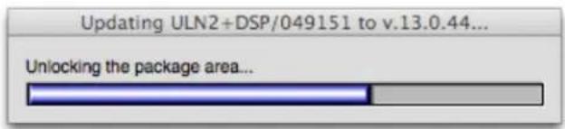Updating ULN2+DSP/049151 to v.13.0.44... Unlocking the package area...