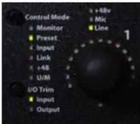 Control Mode Monitor Preset Input Link +48 U/M UO Trim Input Output +48v Mic Line 1
