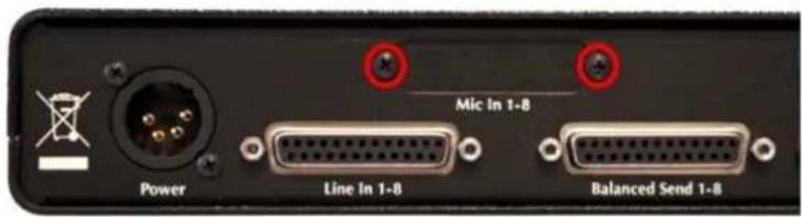 Mic In 1-8 Line In 1-8 Balanced Send 1-8