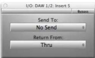 I/O: DAW 1/2: Insert S Bypass Send To: No Send Return From: Thru