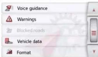 Voice guidance Warnings Blocked roads Vehicle data Format