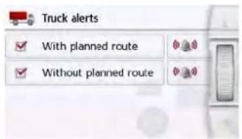 Truck alerts ✓ With planned route ✓ Without planned route