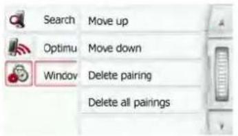 Search Move up Optimu Move down Window Delete pairing Delete all pairings