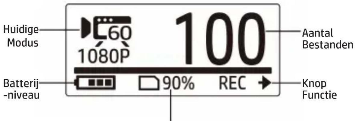 Huidige Modus 60 1080P 100 Aantal Bestanden Batterij -niveau 90% REC Knop Functie