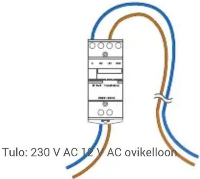Tulo: 230 V AC 12 V AC ovikelloon