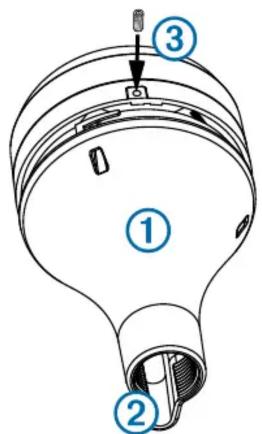 Diagram of a light bulb with numbered parts labeled ①, ②, and ③ indicating internal components or parts.
